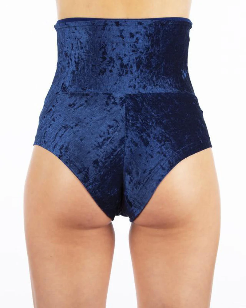 Dragonfly Betty High-Waisted Shorts - Velvet Blue - Image 2