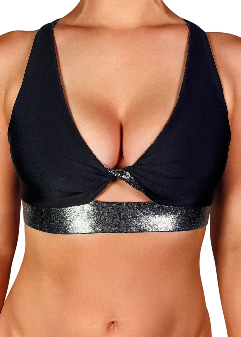 Cleo the Hurricane Twist Sports Bra - Metallic Chrome - Image 2