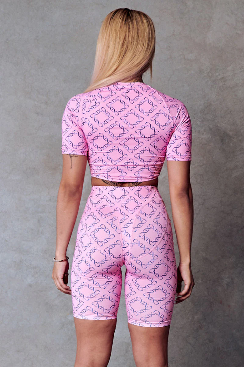CXIX 119 Biker Shorts - Pink Print - Image 2