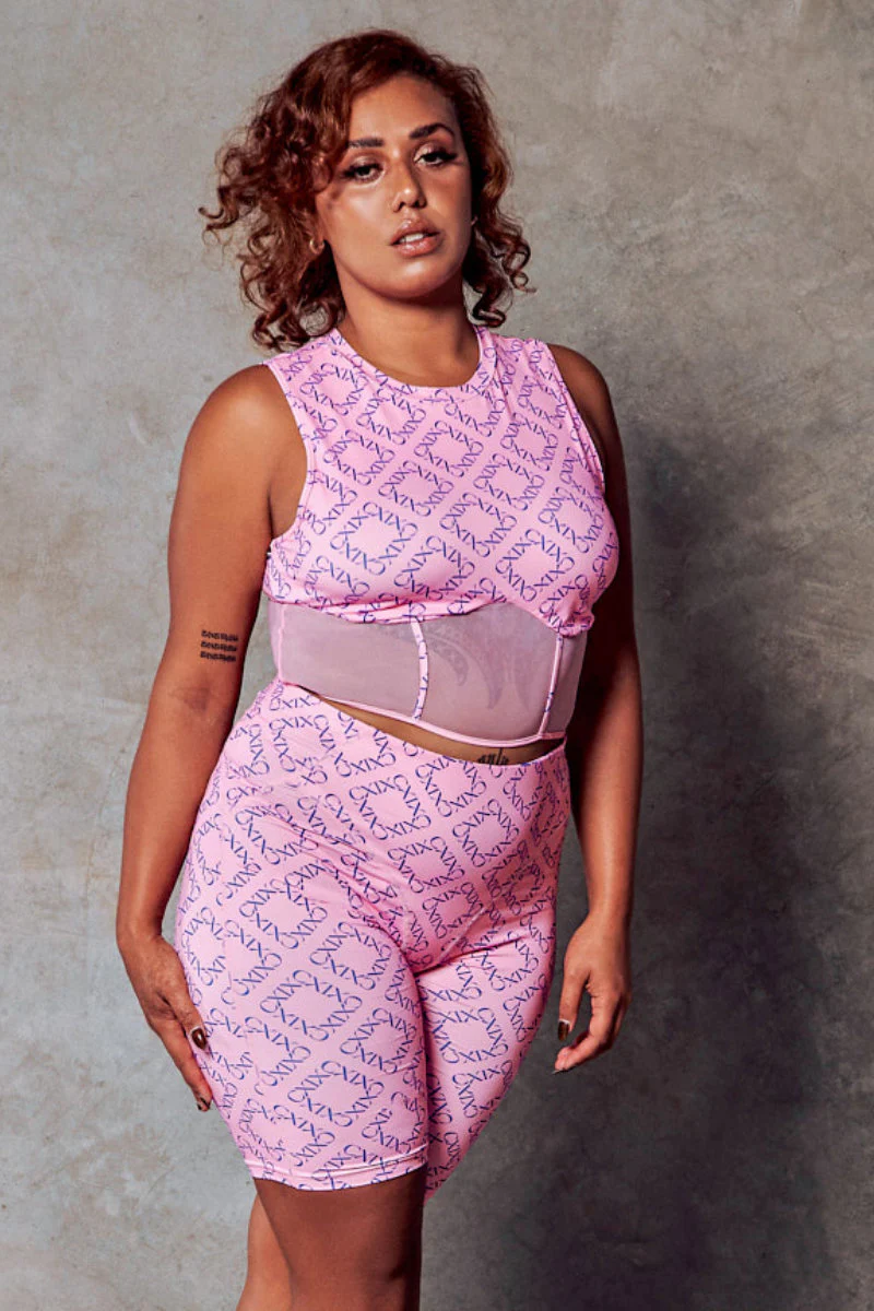 CXIX 119 Biker Shorts - Pink Print - Image 3