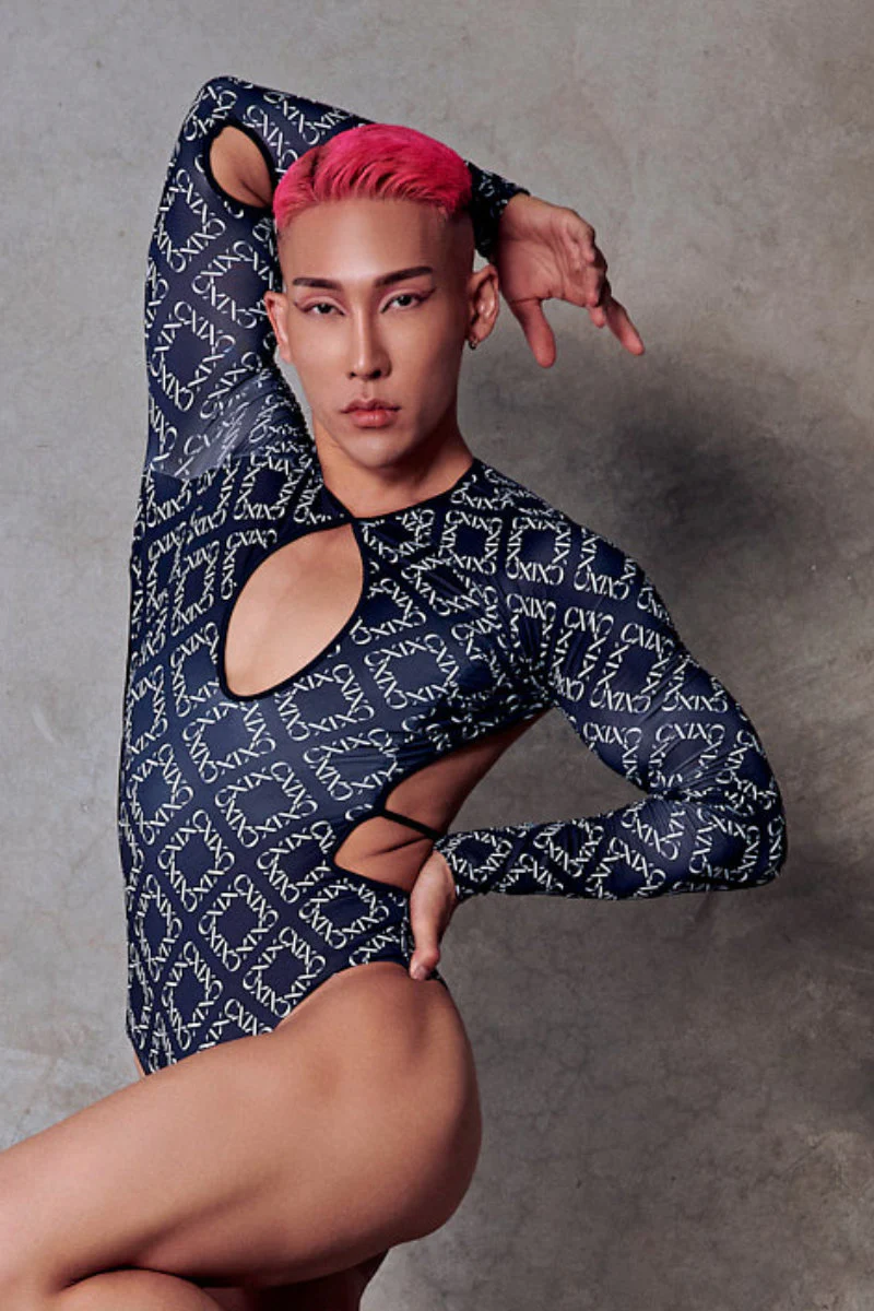 CXIX 119 Plunge Bodysuit - Black Print - Image 4