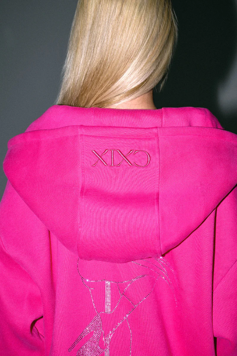 CXIX Anime Pole Dancer Zip Up Hoodie – Pink Rhinestone - Image 6