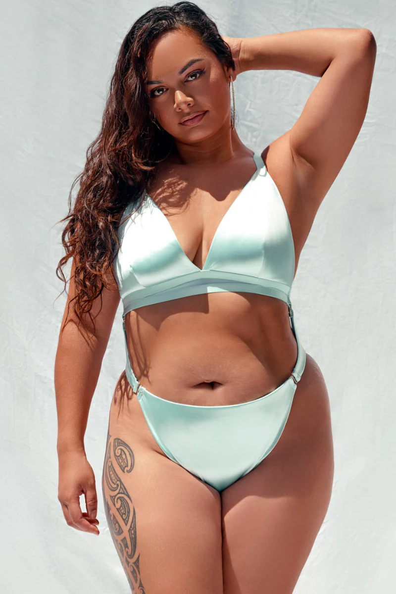 CXIX Aphrodite Bodysuit - Blue Satin - Image 4