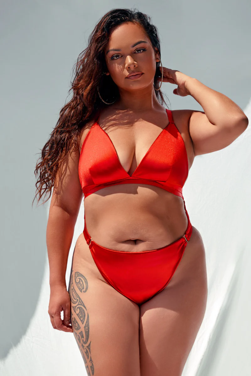 CXIX Aphrodite Bodysuit - Red Satin - Image 3