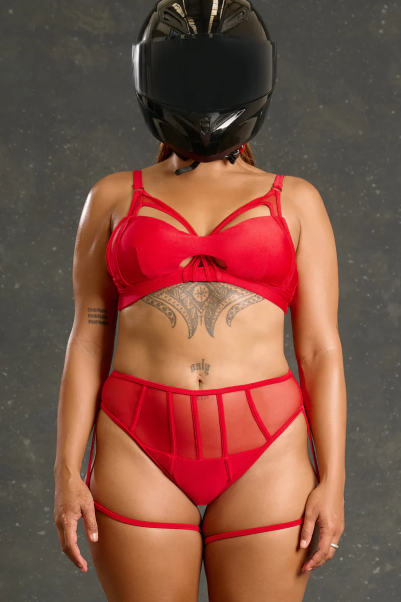 CXIX Axle High Waisted Garter Bottoms - Ferrari Red