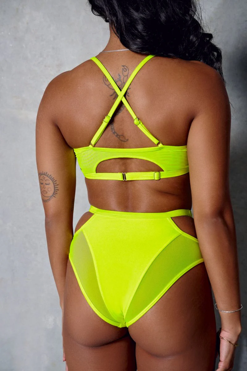CXIX Classique High Waisted Bottoms - Neon Yellow - Image 2