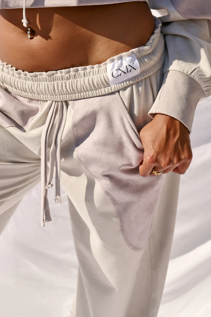 CXIX CLOUD CONTOUR Faux Suede Wide Leg Pant - Wavey Grey - Image 4