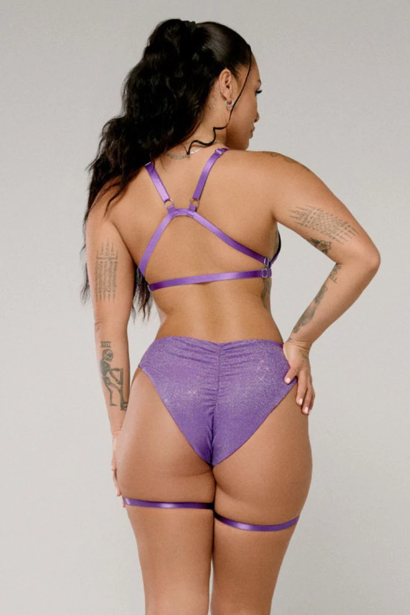 CXIX Cora High Waisted Bottoms with Garter - Esmerelda Purple - Image 3