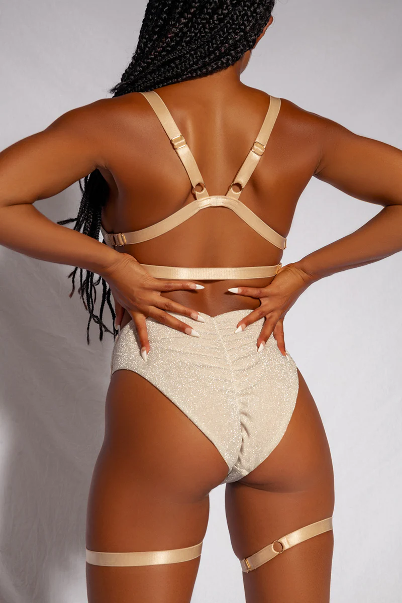 CXIX Cora High Waisted Garter Bottoms - Champagne - Image 2