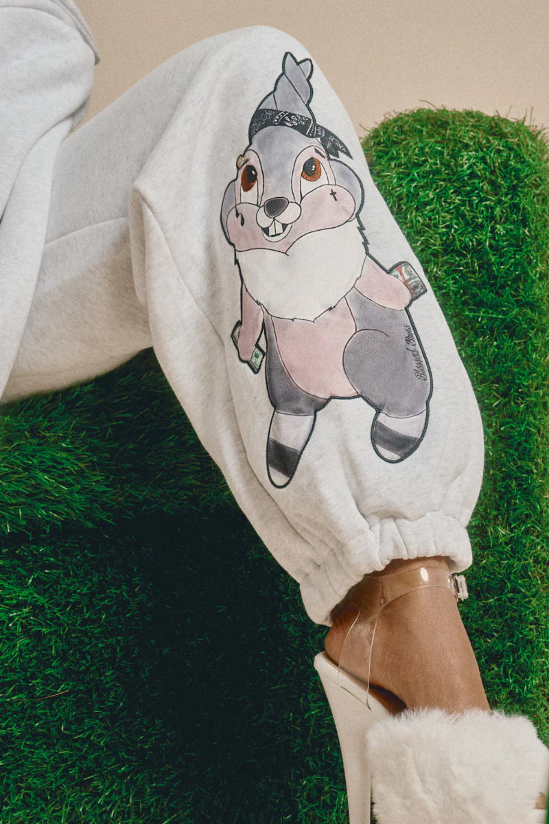 CXIX Creatures In The Club: Blessed Bunz Sweatpants - Mist Grey/White - Image 3