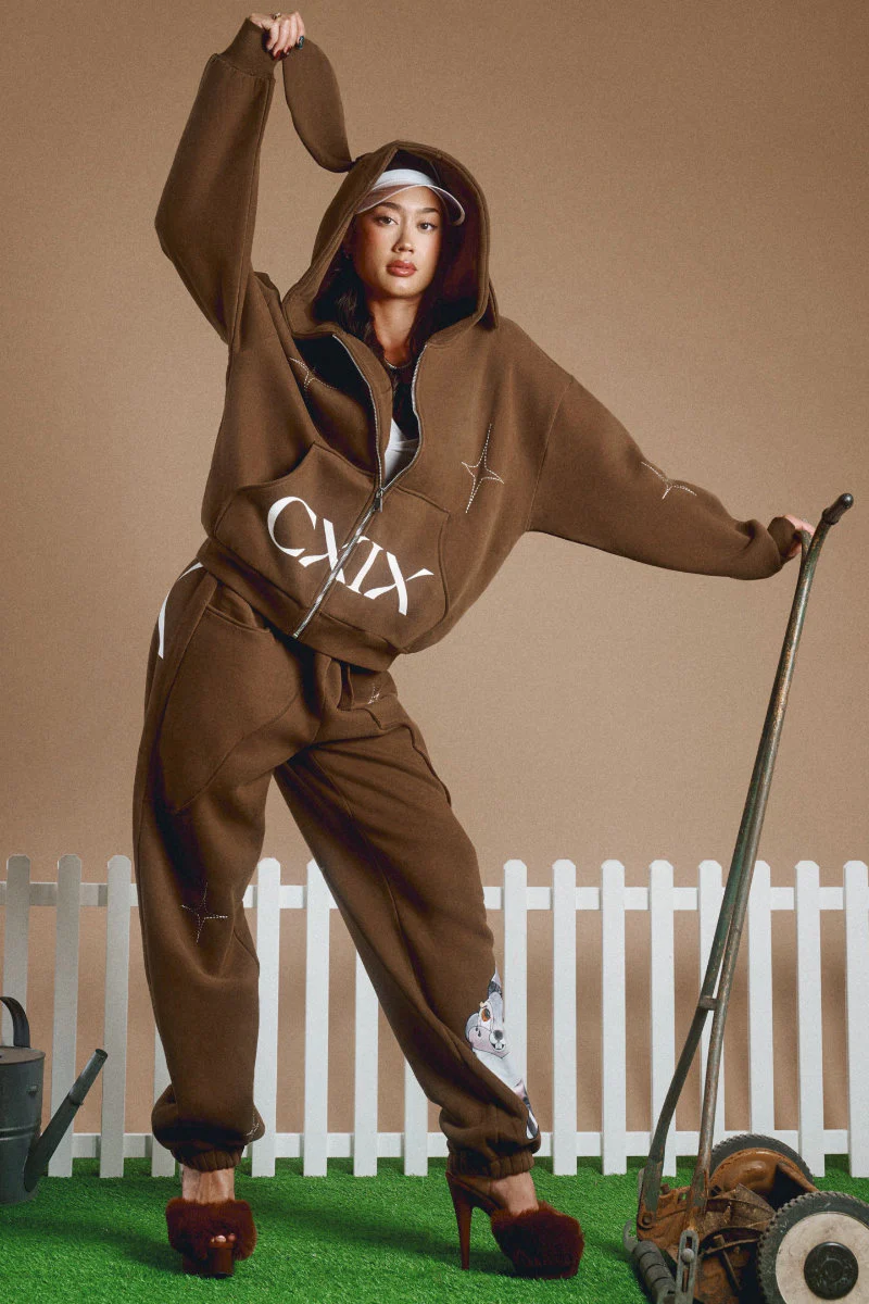 CXIX Creatures in the Club: Honey Bunz Zip Hoodie - Chocolate
