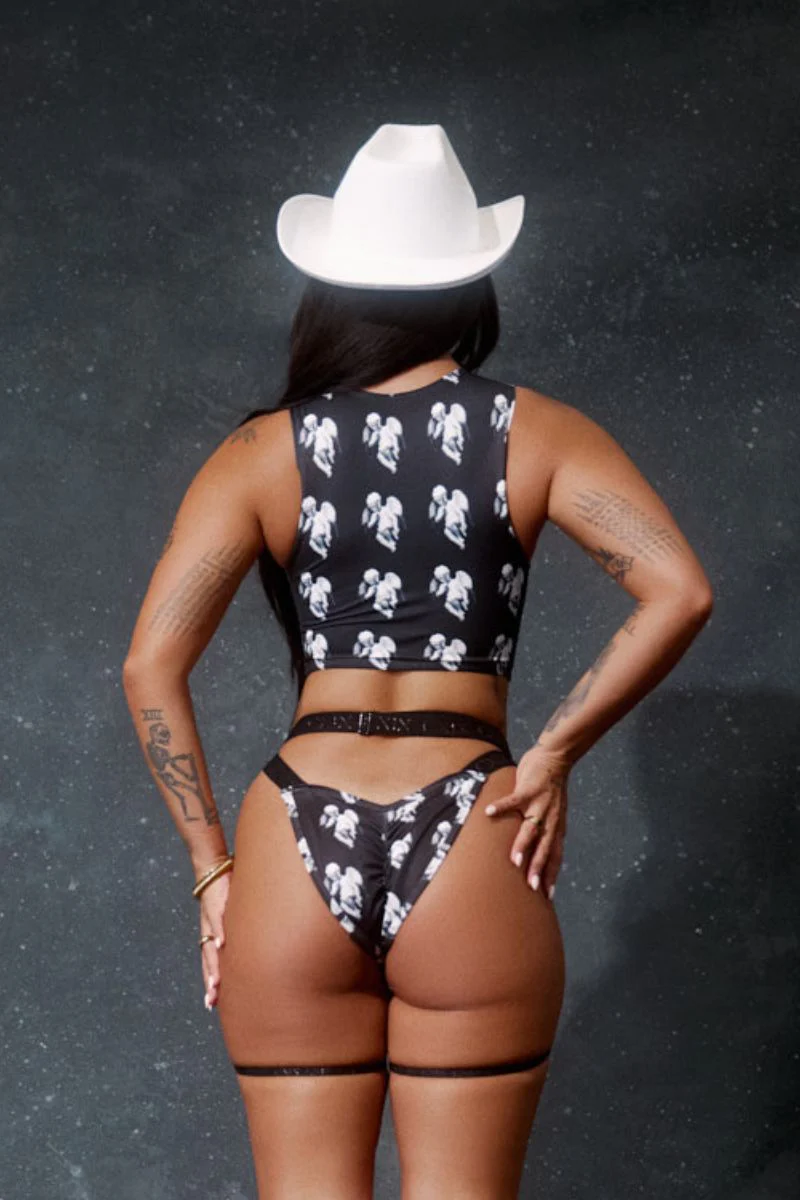 CXIX Cupids Got A Gun Buckle Up Garter Top - Black - Image 2
