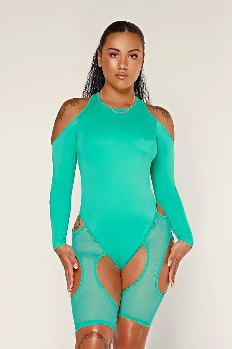 CXIX Dollhaus Mesh Bodysuit - Aqua - Image 3