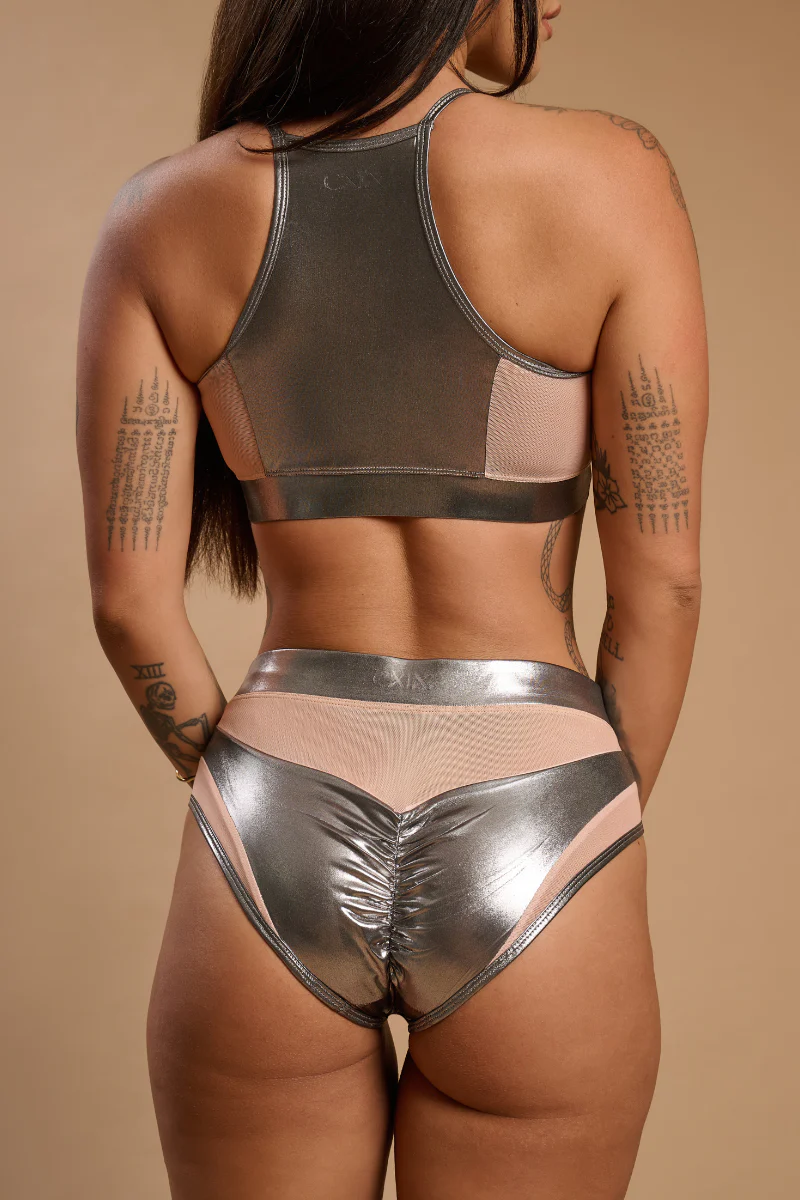 CXIX I S I S Goddess Bottoms - Silver Chrome with Sand Mesh - Image 2