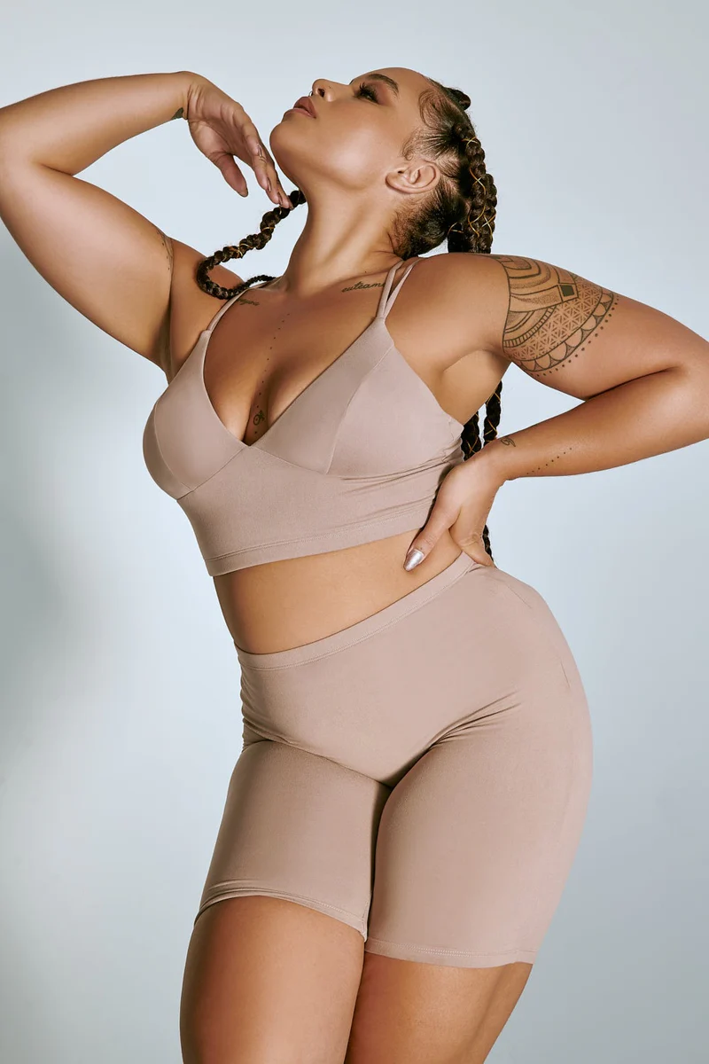 CXIX LuxLounge Biker Shorts - Taupe - Image 4