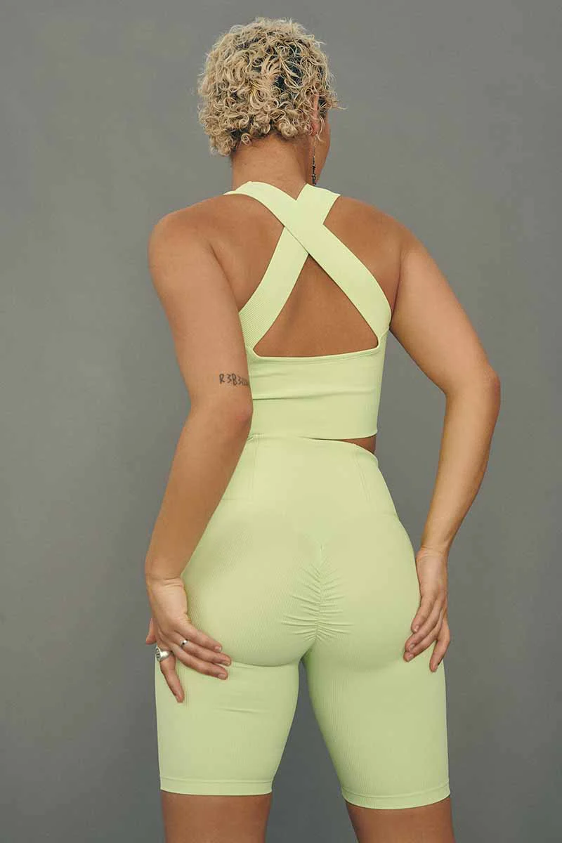 CXIX Move It Ribbed Corset Biker Shorts - Appletini - Image 2