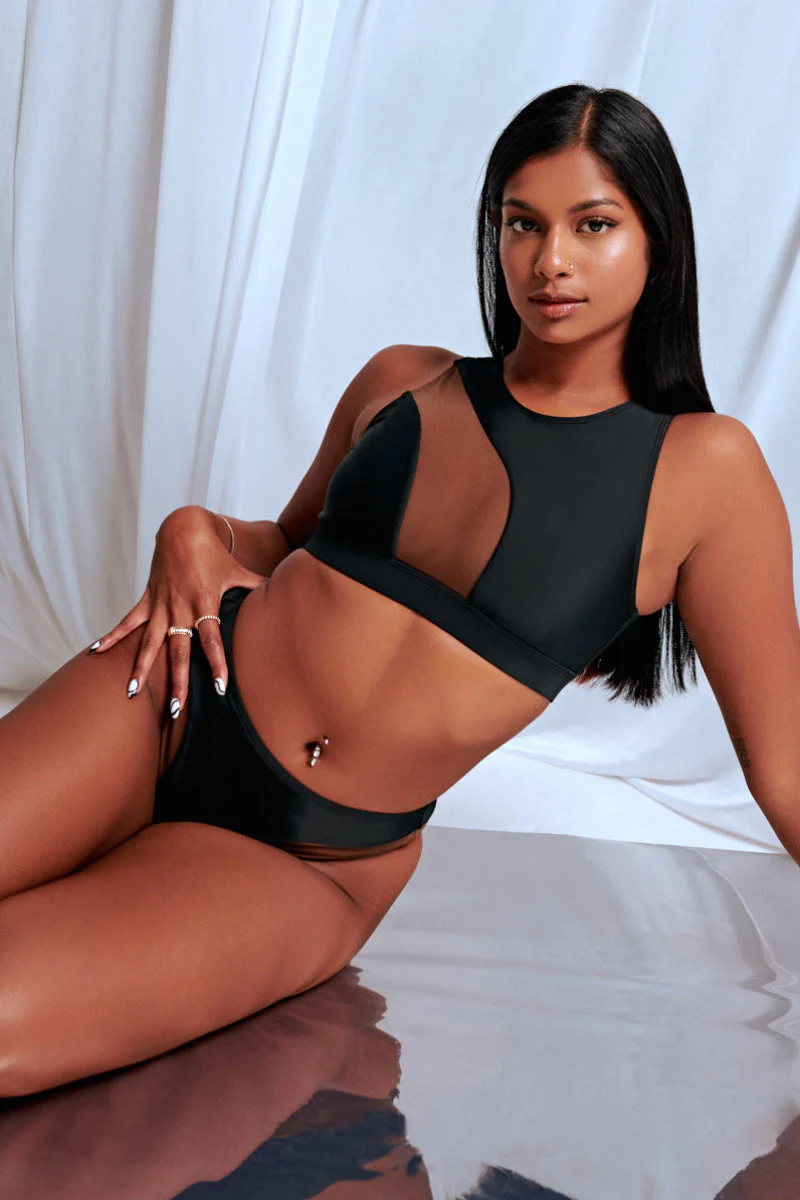 CXIX Silhouette High Waist Bottoms - Black with Cocoa Mesh - Image 4