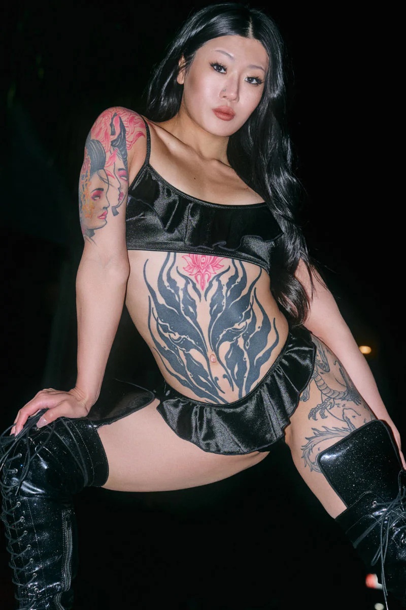 CXIX X HOAH Pillowtalk Cheeky Bottoms - Black Satin - Image 3