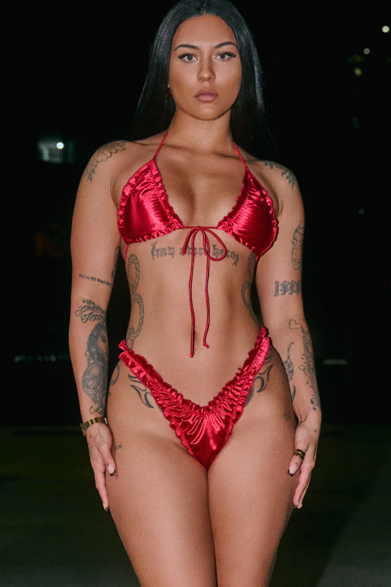 CXIX X HOAH Pillowtalk Feeling Fussy Bottoms - Red Satin - Image 3