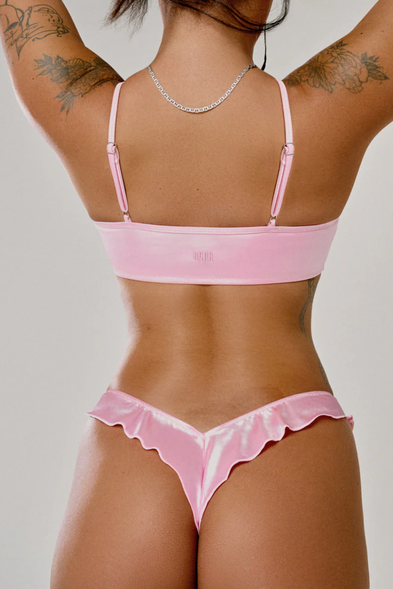 CXIX X HOAH Pillowtalk Ruffle Scoop Top - Pink Satin - Image 2