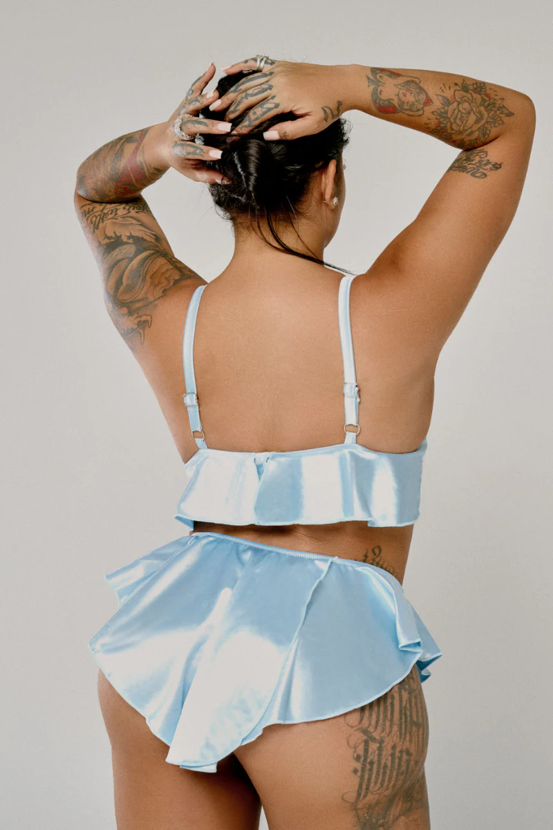 CXIX X HOAH Pillowtalk Take the Plunge Top - Blue Satin - Image 2