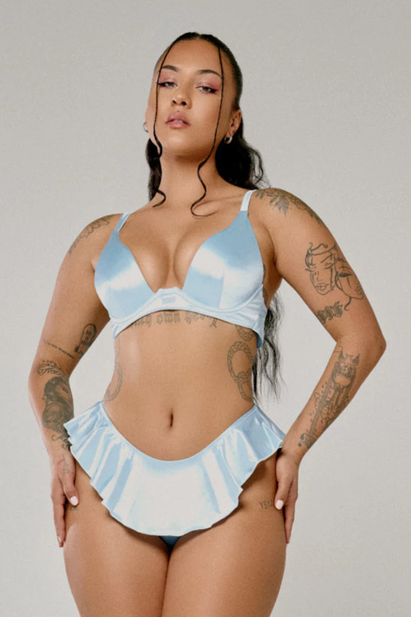 CXIX X HOAH Pillowtalk Take the Plunge Top - Blue Satin - Image 5