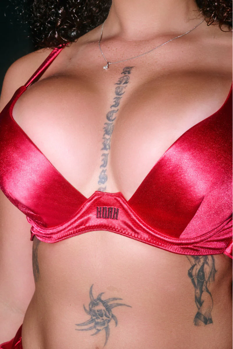 CXIX X HOAH Pillowtalk Take the Plunge Top - Red Satin - Image 4