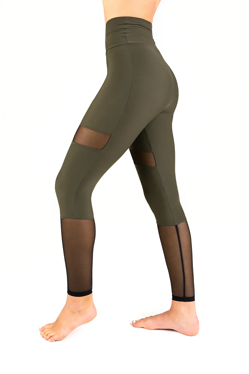Dragonfly Barbara Leggings - Khaki Mesh - Image 2