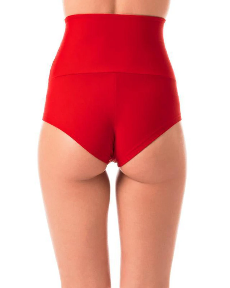 Dragonfly Betty High-Waisted Shorts - Red - Image 2