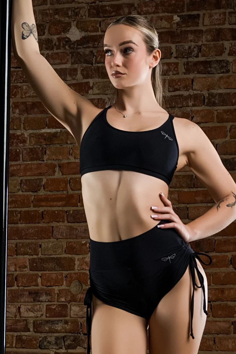 Dragonfly Emma High-Waisted Drawstring Shorts - Black - Image 4