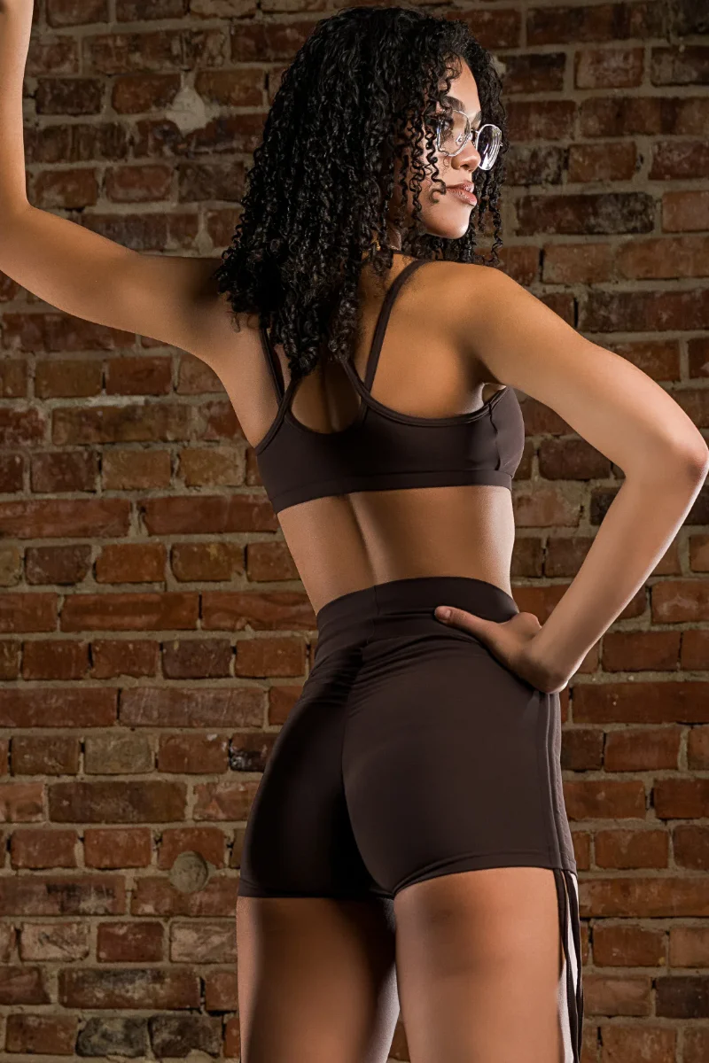 Dragonfly Emma High-Waisted Drawstring Shorts - Espresso - Image 5