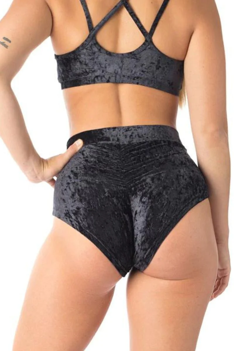 Dragonfly Lola High-Waisted Shorts - Velvet Black - Image 2