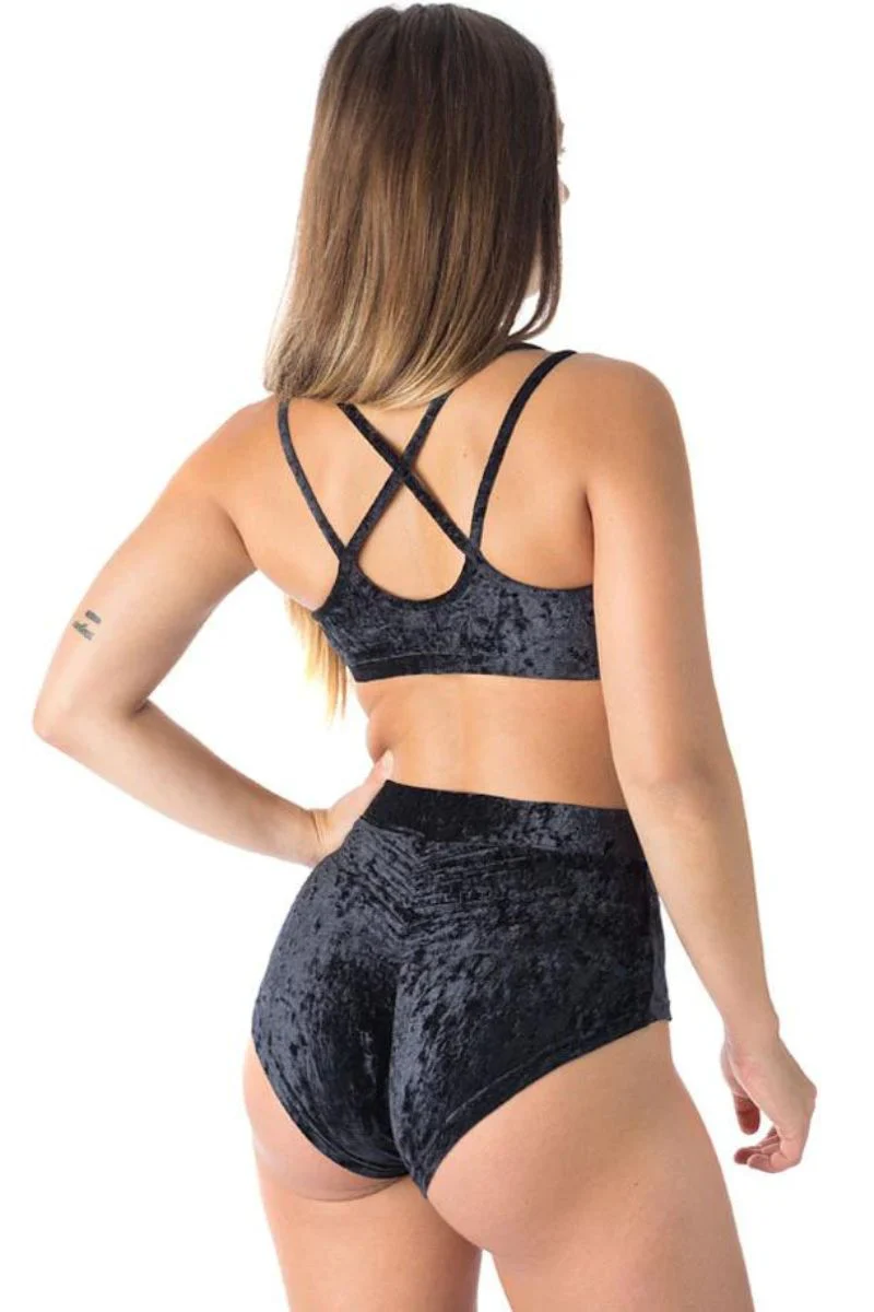 Dragonfly Lola High-Waisted Shorts - Velvet Black - Image 4