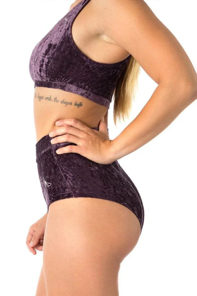 Dragonfly Lola High-Waisted Shorts - Velvet Purple - Image 3