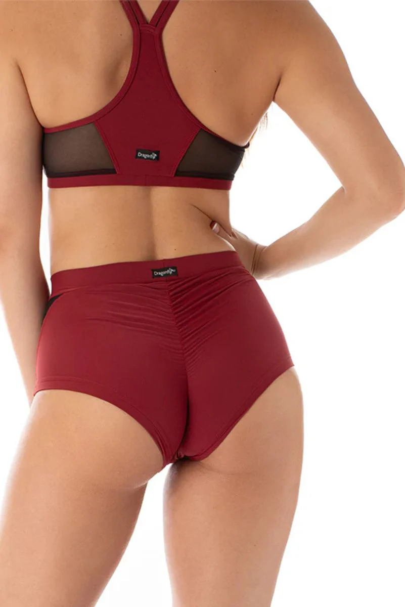Dragonfly Monica Mesh Shorts - Burgundy - Image 2