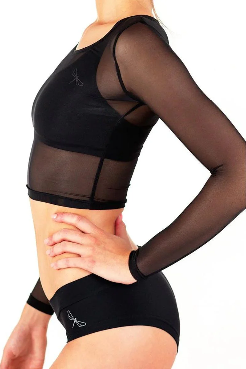 Dragonfly Pavi Crop Top - Black Mesh - Image 3