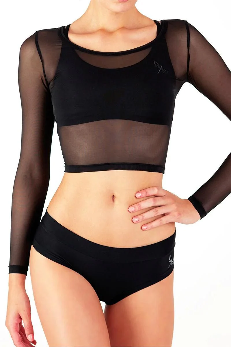 Dragonfly Pavi Crop Top - Black Mesh - Image 5