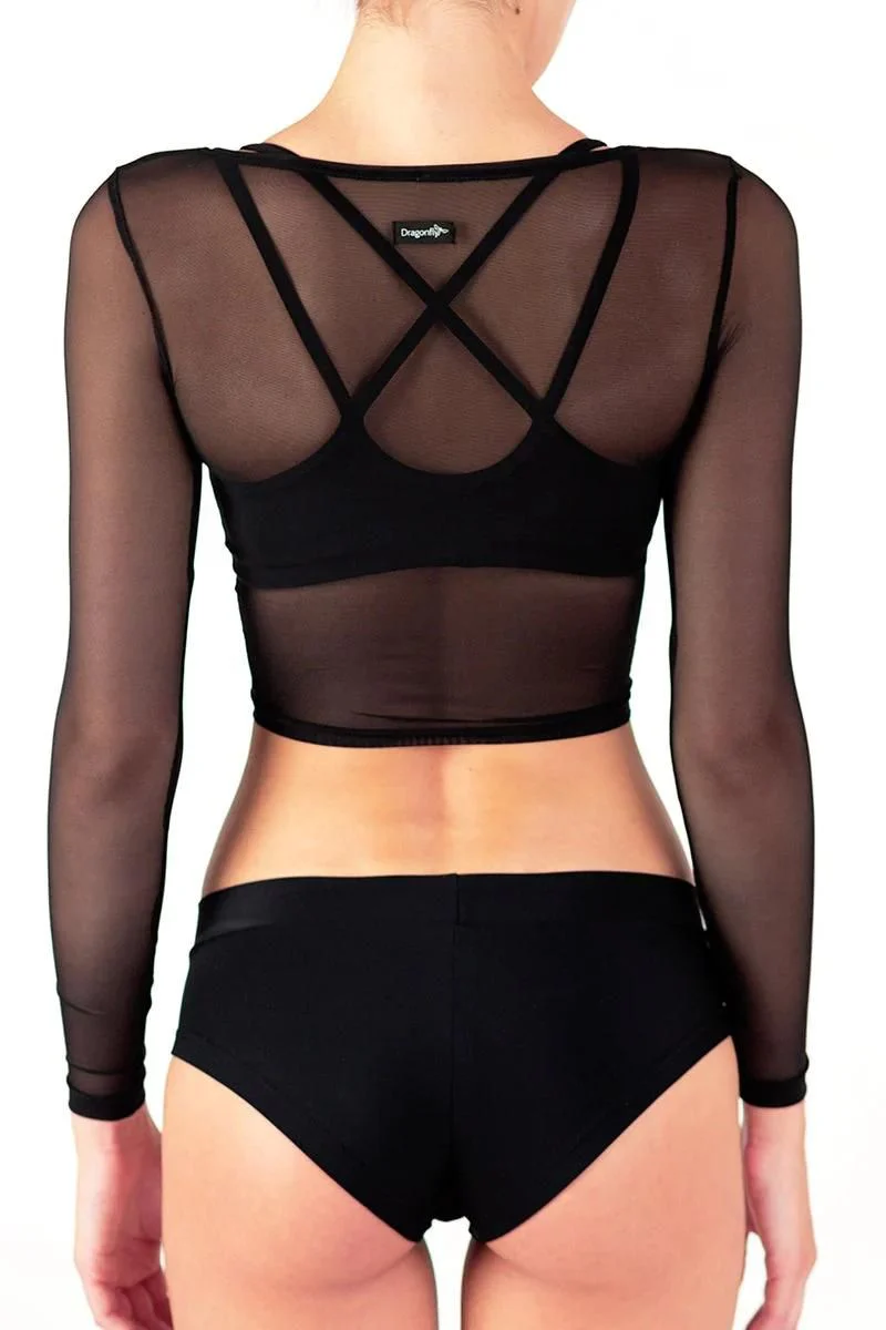Dragonfly Pavi Crop Top - Black Mesh - Image 6