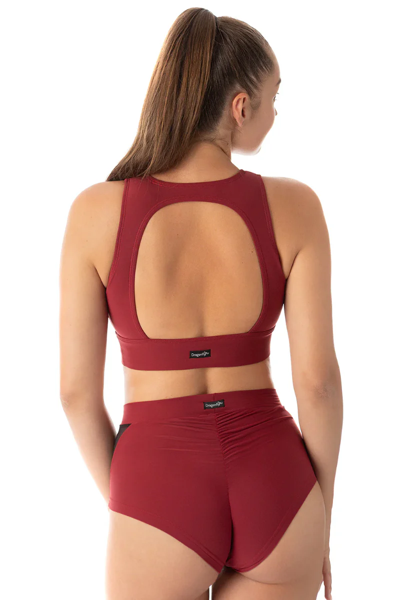 Dragonfly Rachel Sports Bra - Burgundy Mesh - Image 2