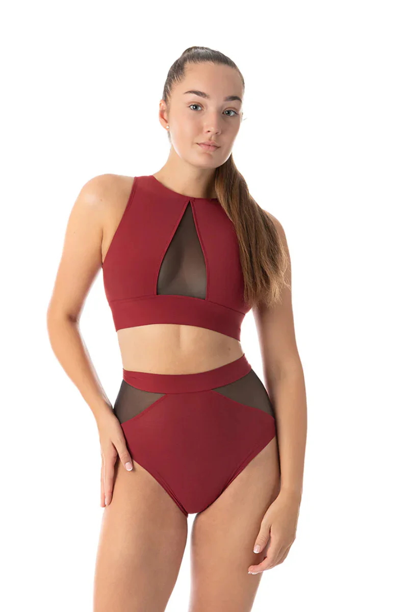 Dragonfly Rachel Sports Bra - Burgundy Mesh - Image 4