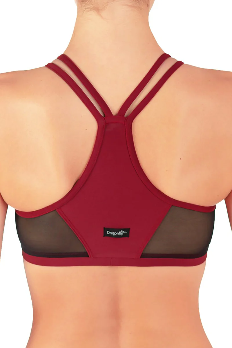 Dragonfly Victoria Sports Bra - Burgundy Mesh - Image 8