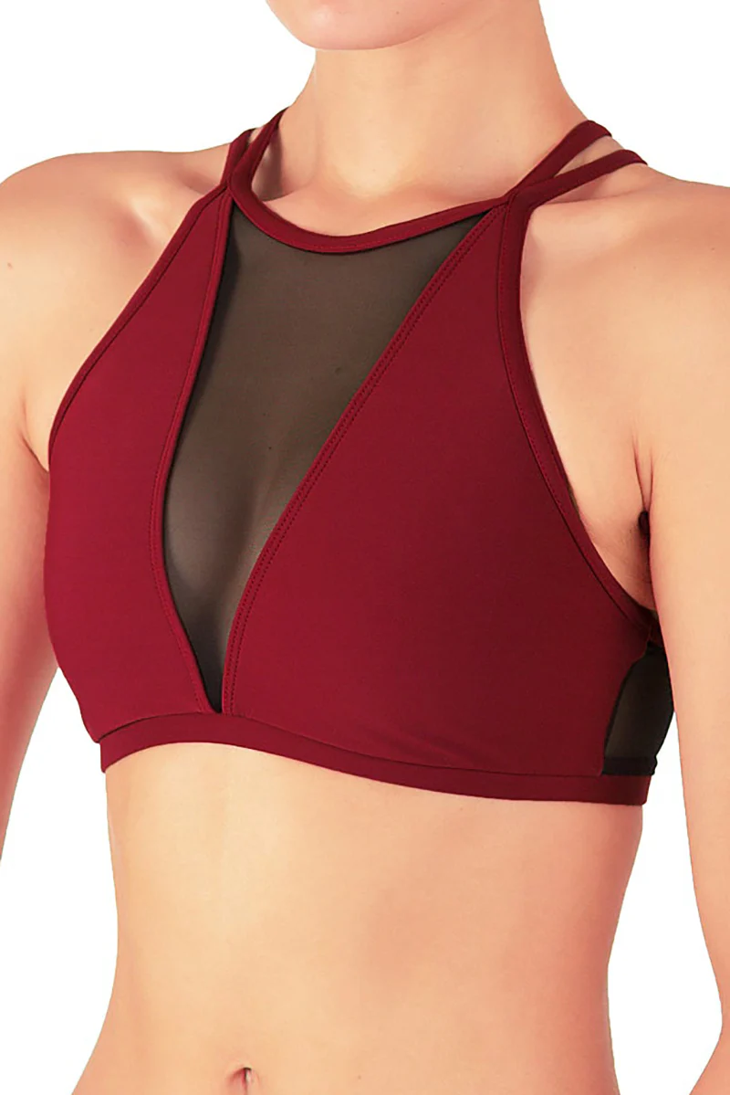 Dragonfly Victoria Sports Bra - Burgundy Mesh - Image 9