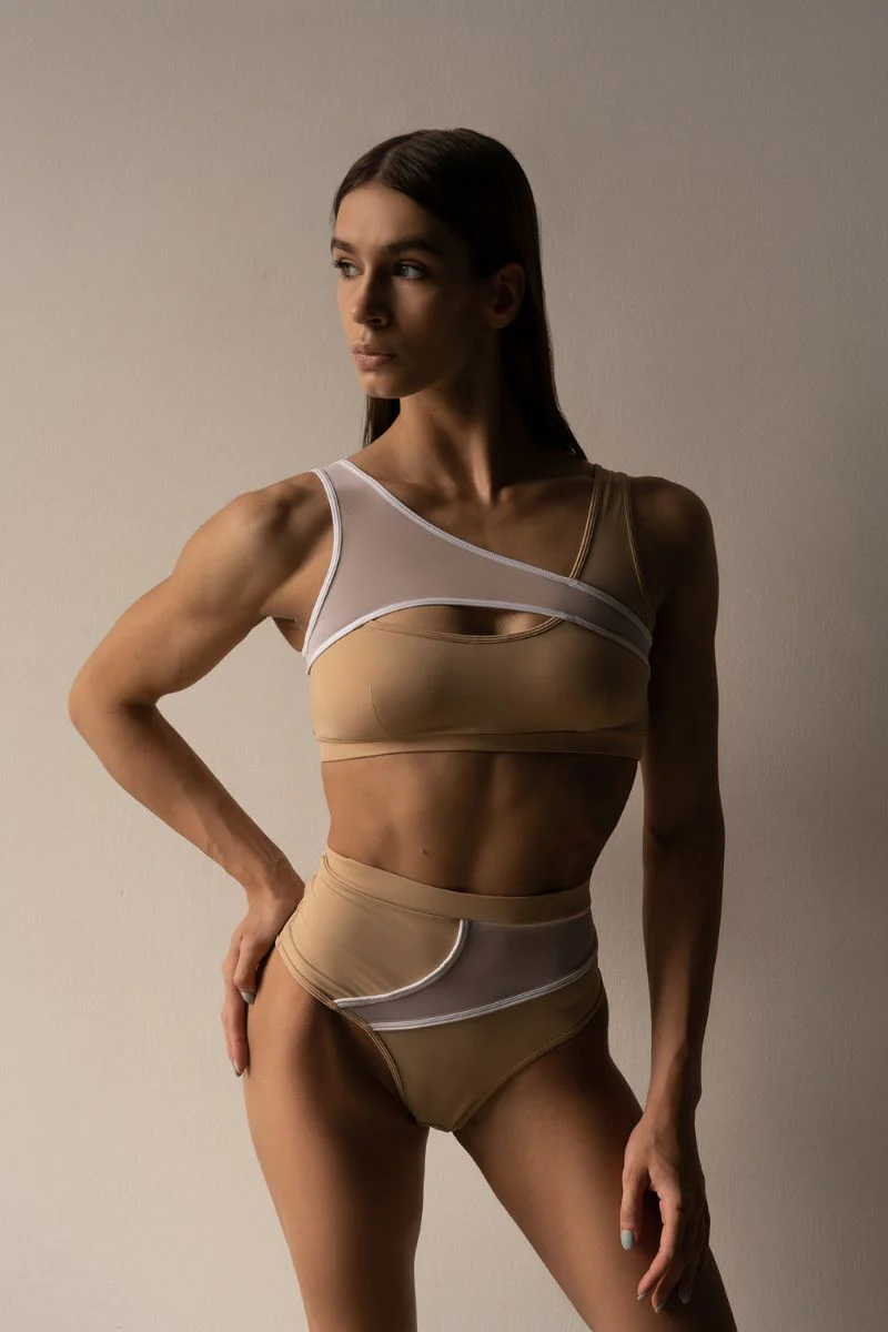 Hamade Activewear High Cut Bottoms - Beige - Image 4
