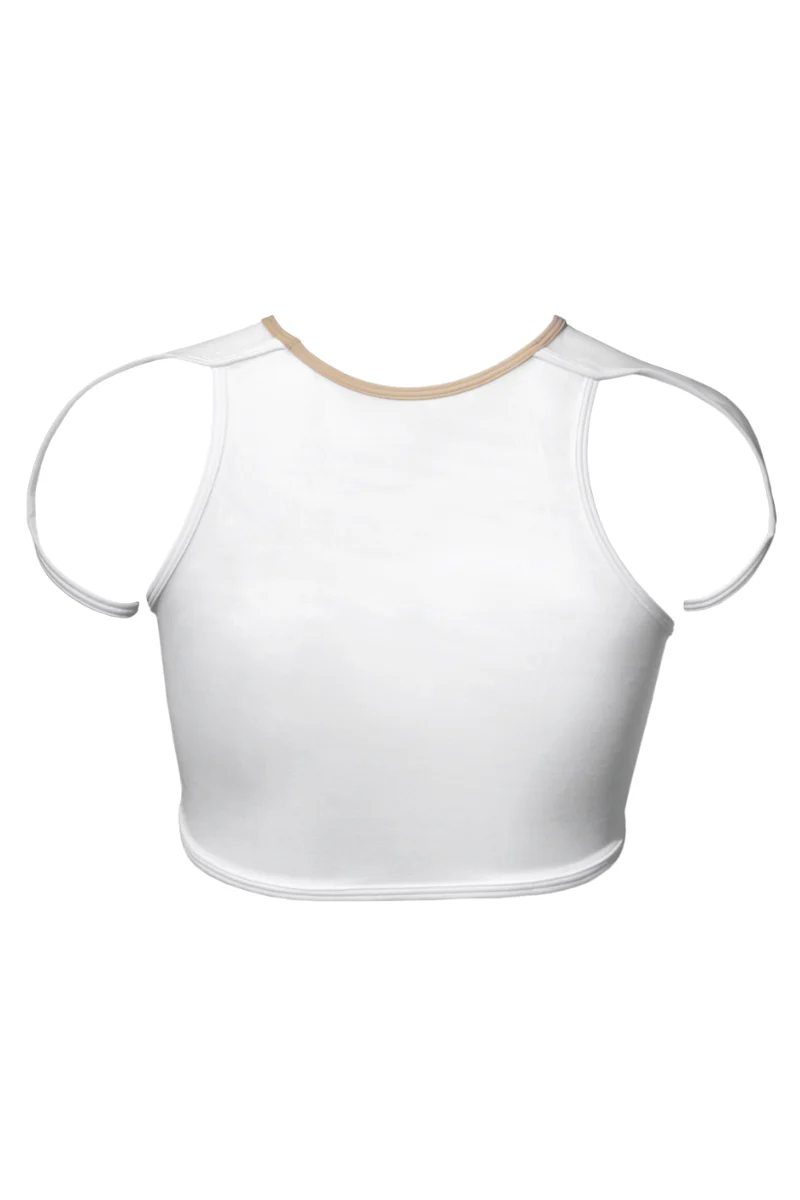 Hamade Activewear High Scoop Neck Crop Top - Beige - Image 6