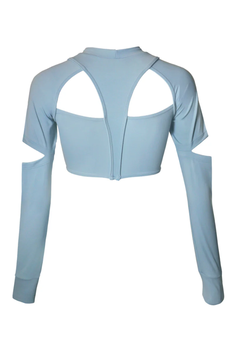 Hamade Activewear Scoop Neck Long Sleeve Top - Light Blue - Image 6