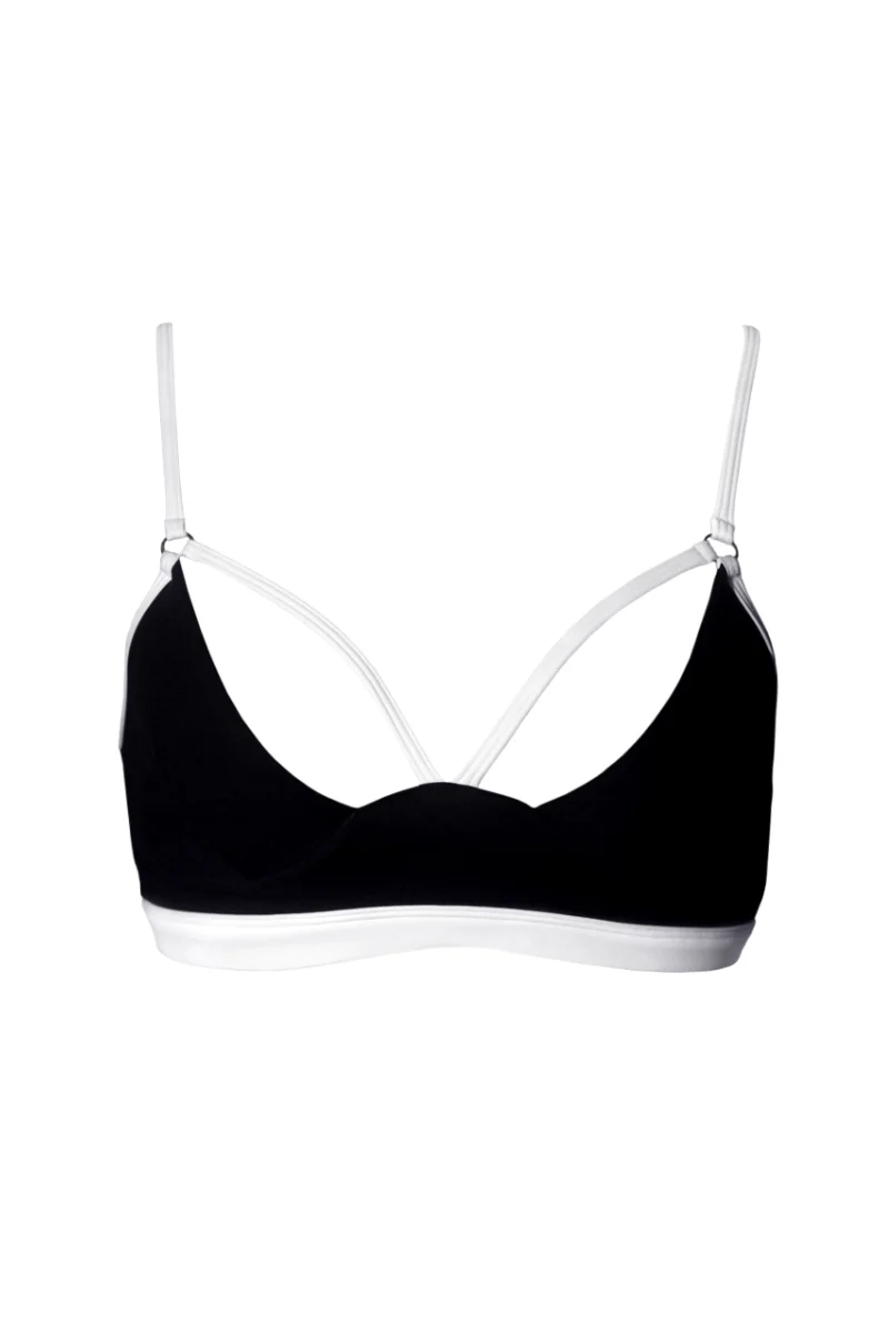 Hamade Activewear Strappy Top - Black/White Binding - Image 5