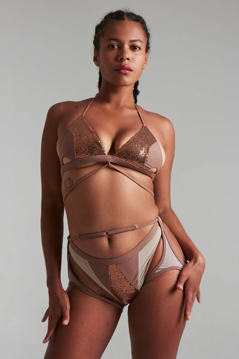 Harna Sparkling Top - Mocca/Bronze