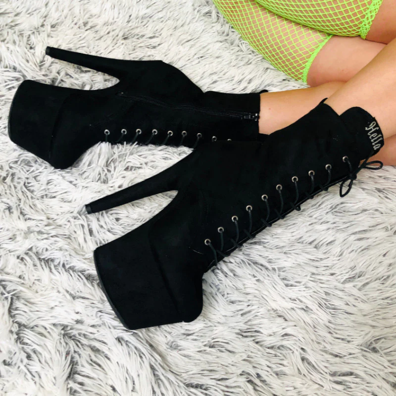 Hella Heels BabyDoll 7inch Boots - Black - Image 3