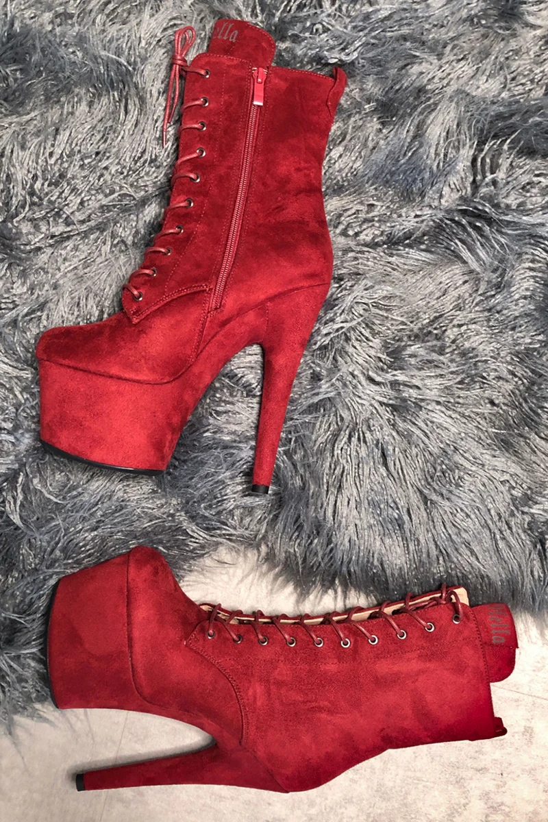 Hella Heels BabyDoll 7inch Boots - Dark Red - Image 2