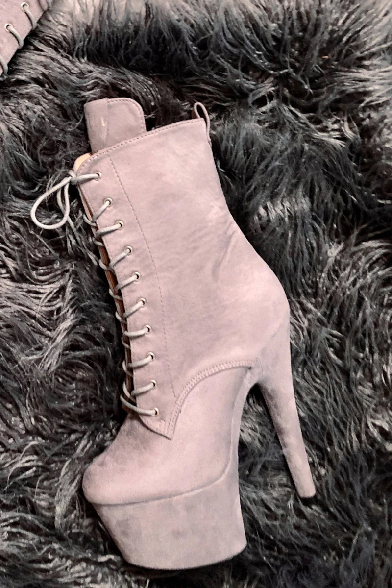 Hella Heels BabyDoll 7inch Boots - Light Grey - Image 2